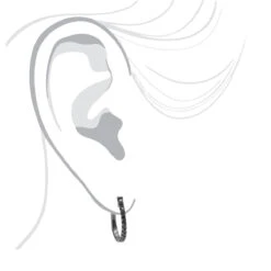 14K Gold Black Diamond Hoop Huggie Earrings 0.2ct 13mm Long 7 14K Gold Black Diamond Hoop Huggie Earrings 0.2ct 13mm Long -Luxurman 14k black diamond hoop huggie earrings 016ct p 35680 body black 20220809