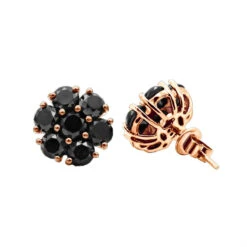 14K Black Plated Gold Cluster Black Diamond Stud Earrings 4.32ct -Luxurman 14k cluster black diamond stud earrings 432ct p 35681 ro