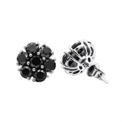 14K Black Plated Gold Cluster Black Diamond Stud Earrings 4.32ct -Luxurman 14k cluster black diamond stud earrings 432ct p 35681 wh