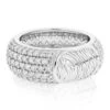 14K White Gold Custom Fingerprint Ring Round Diamond Eternity Band 4.35ct