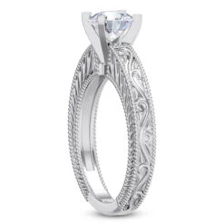 14K White Gold Designer Vintage Diamond Solitaire Engagement Ring 0.50ct 9 14K White Gold Designer Vintage Diamond Solitaire Engagement Ring 0.50ct -Luxurman 14k designer vintage diamond solitaire engagement ring 050ct p 35090 back white 20220426