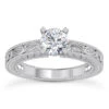 14K White Gold Designer Vintage Diamond Solitaire Engagement Ring 0.50ct
