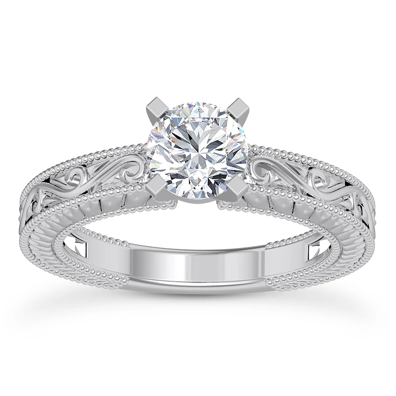 14K White Gold Designer Vintage Diamond Solitaire Engagement Ring 0.50ct 1 14K White Gold Designer Vintage Diamond Solitaire Engagement Ring 0.50ct