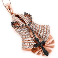 14K Yellow Gold Diamond Praying Hands Rosary Cross Pendant 6ct -Luxurman 14k diamond praying hands pendant 629ct p 40389 ro