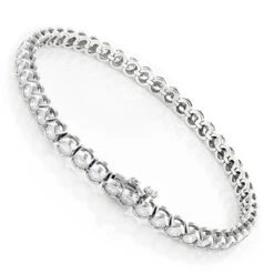 Luxurman 14K White Gold Round Diamond Tennis Bracelet Half Bezel Setting 6ct -Luxurman 14k diamond tennis bracelet half bezel setting 6ct p 22517 backwh