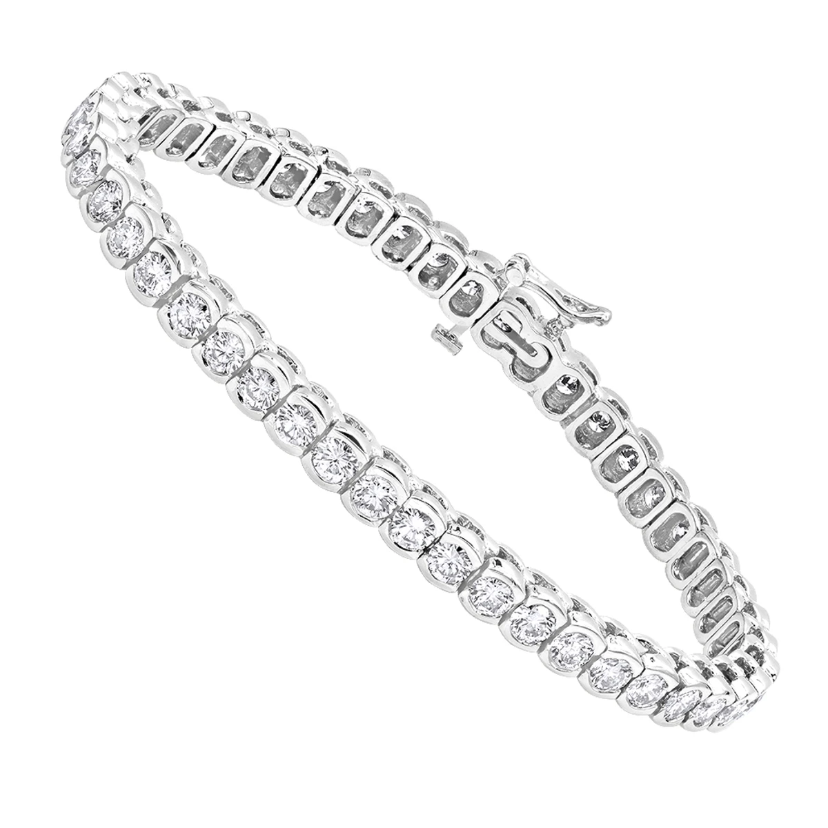 14K Yellow Gold Round Diamond Tennis Bracelet Half Bezel Setting 8ct 2 14K Yellow Gold Round Diamond Tennis Bracelet Half Bezel Setting 8ct - Image 2