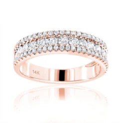 14K White Gold 1 Carat Round Diamond Wedding Band For Women By Luxurman -Luxurman 14k gold 1 carat round diamond wedding band for women by luxurman ro