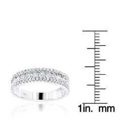 14K White Gold 1 Carat Round Diamond Wedding Band For Women By Luxurman -Luxurman 14k gold 1 carat round diamond wedding band for women by luxurman rulerwh