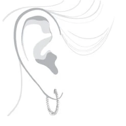 14K White Gold 1 Inch Inside Out Diamond Hoop Earrings 0.6ct By Luxurman -Luxurman 14k gold 1 inch inside out diamond hoop earrings 06ct by luxurman bodwh