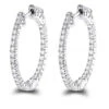 14K White Gold 1 Inch Inside Out Diamond Hoop Earrings 0.6ct By Luxurman