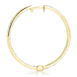 14K Yellow Gold 1 Row Inside Out Diamond Hoop Earrings 3.15ct 9 14K Yellow Gold 1 Row Inside Out Diamond Hoop Earrings 3.15ct -Luxurman 14k gold 1 row inside out diamond hoop earrings 315ct p 5996 backye