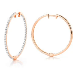 14K Yellow Gold 1 Row Inside Out Diamond Hoop Earrings 3.15ct 8 14K Yellow Gold 1 Row Inside Out Diamond Hoop Earrings 3.15ct -Luxurman 14k gold 1 row inside out diamond hoop earrings 315ct p 5996 ro