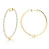 14K Yellow Gold 1 Row Inside Out Diamond Hoop Earrings 3.15ct