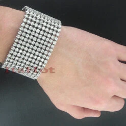 14K White Gold 10 Row Men's Diamond Bracelet Cuff 30.60ct -Luxurman 14k gold 10 row mens diamond bracelet cuff 3060ct p 6724bod