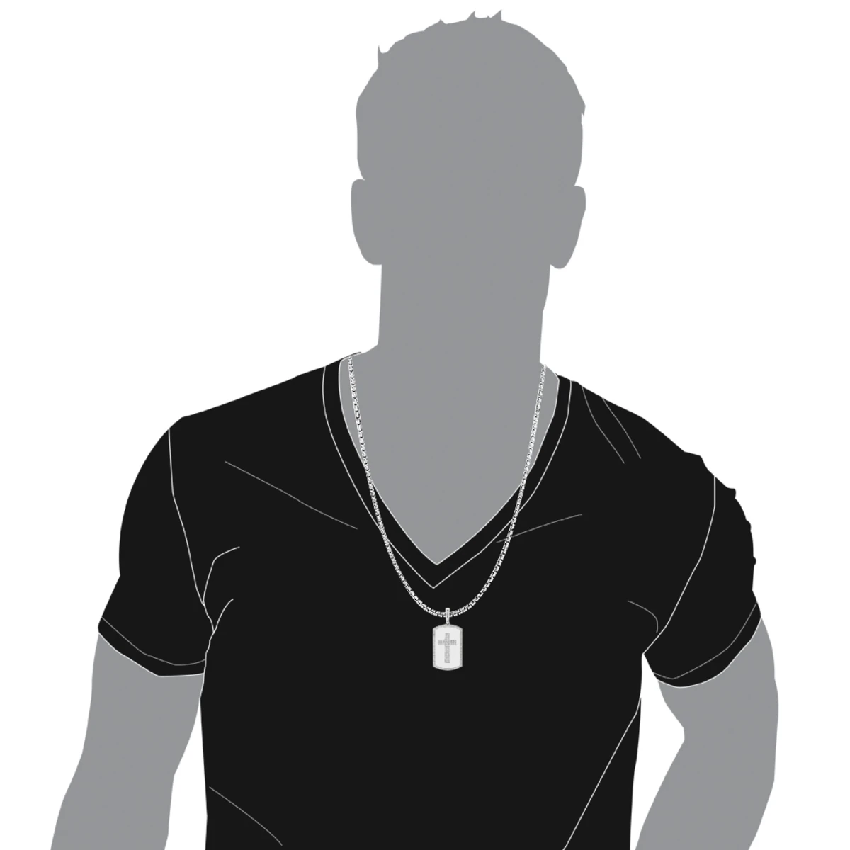 14K Yellow Gold Diamond Dog Tag Pendant With Cross Design 0.35ct 5 14K Yellow Gold Diamond Dog Tag Pendant With Cross Design 0.35ct - Image 5