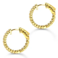 14K Yellow Gold 3/4in Inside Out Yellow Diamond Hoop Earrings 1 Carat By Luxurman 9 14K Yellow Gold 3/4in Inside Out Yellow Diamond Hoop Earrings 1 Carat By Luxurman -Luxurman 14k gold 34in inside out yellow diamond hoop earrings 1 carat by luxurman backye