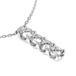 14K White Gold 4 Stone Diamond Journey Necklace 0.40ct -Luxurman 14k gold 4 stone diamond journey necklace 040ct p 28011 back white 20220426