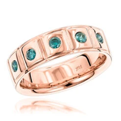 14K Yellow Gold 5 Blue Diamond Wedding Band 0.3ct Comfort Fit Five Stone Ring -Luxurman 14k gold 5 blue diamond wedding band 03ct comfort fit five stone ring ro