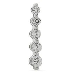 14K White Gold 5 Stone Round Diamond Journey Necklace 1ct