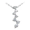 14K White Gold Designer 7 Stone Diamond Journey Necklace 1ct