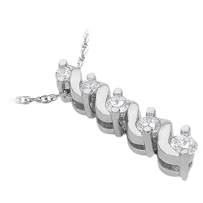 14K White Gold 5 Stone Diamond Journey Pendant 0.33ct 3 14K White Gold 5 Stone Diamond Journey Pendant 0.33ct - Image 3