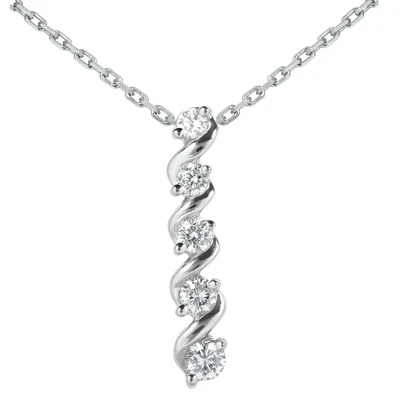 14K White Gold 5 Stone Diamond Journey Pendant 0.33ct 1 14K White Gold 5 Stone Diamond Journey Pendant 0.33ct