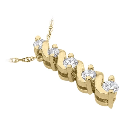 14K White Gold 5 Stone Diamond Journey Pendant 0.33ct 2 14K White Gold 5 Stone Diamond Journey Pendant 0.33ct - Image 2