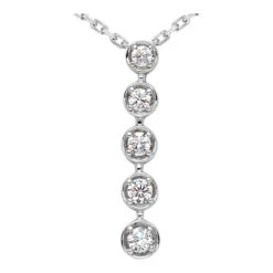 14K White Gold 5 Stone 4 Prong Set Diamond Journey Pendant 0.50ct