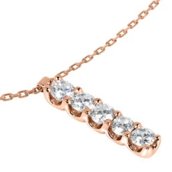 14K White Gold Designer 5 Stone Diamond Journey Pendant 0.75ct -Luxurman 14k gold 5 stone diamond journey pendant 075ct p 28021 back rose 20220426