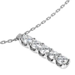 14K White Gold Designer 5 Stone Diamond Journey Pendant 0.75ct -Luxurman 14k gold 5 stone diamond journey pendant 075ct p 28021 back white 20220426