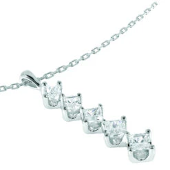 14K White Gold 5 Stone Diamond Journey Pendant For Women 1.08ct 5 14K White Gold 5 Stone Diamond Journey Pendant For Women 1.08ct -Luxurman 14k gold 5 stone diamond journey pendant 108ct p 28134 additional white