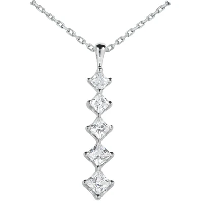 14K White Gold 5 Stone Diamond Journey Pendant For Women 1.08ct 1 14K White Gold 5 Stone Diamond Journey Pendant For Women 1.08ct