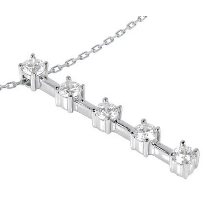 14K White Gold 5 Stone Diamond Journey Pendant 1.75ct 2 14K White Gold 5 Stone Diamond Journey Pendant 1.75ct - Image 2