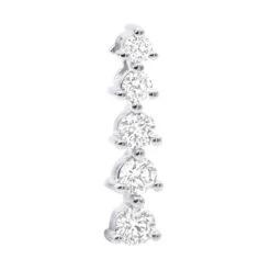 14K White Gold 5 Stone Prong Set Diamond Journey Pendant 1ct