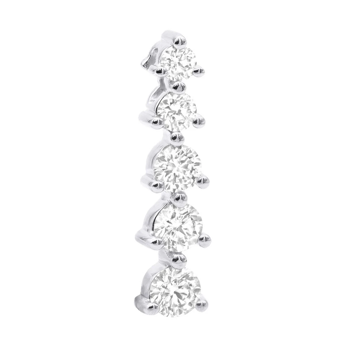 14K White Gold 5 Stone Prong Set Diamond Journey Pendant 1ct 1 14K White Gold 5 Stone Prong Set Diamond Journey Pendant 1ct