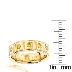 14K Yellow Gold 5 Yellow Diamond Wedding Band 0.3ct Comfort Fit Five Stone Ring -Luxurman 14k gold 5 yellow diamond wedding band 03ct comfort fit five stone ring rulerye