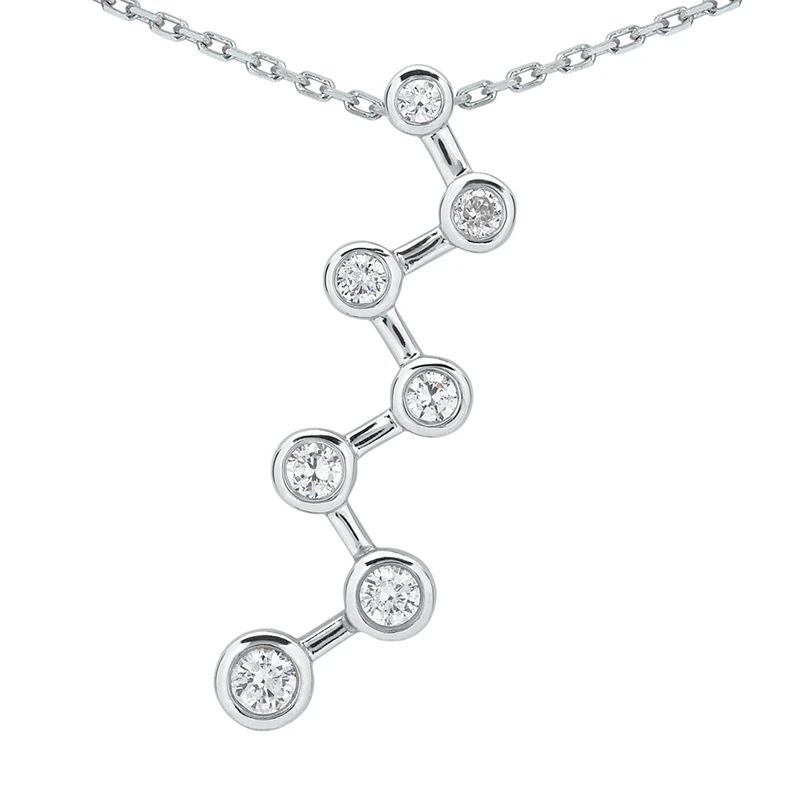 14K White Gold 7 Stone Diamond Journey Necklace 0.75ct 1 14K White Gold 7 Stone Diamond Journey Necklace 0.75ct