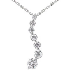 14K White Gold 7 Stone Diamond Journey Necklace 2ct
