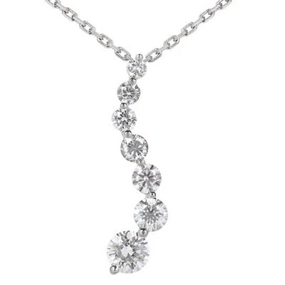 14K White Gold 7 Stone Diamond Journey Necklace 2ct 1 14K White Gold 7 Stone Diamond Journey Necklace 2ct