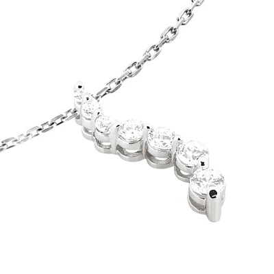 14K White Gold 7 Stone Diamond Journey Pendant 0.50ct 2 14K White Gold 7 Stone Diamond Journey Pendant 0.50ct - Image 2