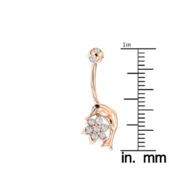 14K Rose Gold Diamond 0.42ct Dolphin Belly Button Ring -Luxurman 14k gold and diamond body jewelry piece 035ct p 5868 rulerro