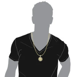 14K Yellow Gold Baby Angel Diamond Medallion Pendant For Men 0.95ct By Luxurman -Luxurman 14k gold baby angel diamond medallion pendant for men 095ct by luxurman bodye