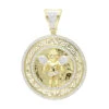 14K Yellow Gold Baby Angel Diamond Medallion Pendant For Men 0.95ct By Luxurman