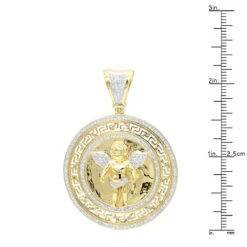 14K Yellow Gold Baby Angel Diamond Medallion Pendant For Men 0.95ct By Luxurman -Luxurman 14k gold baby angel diamond medallion pendant for men 095ct by luxurman rulerye