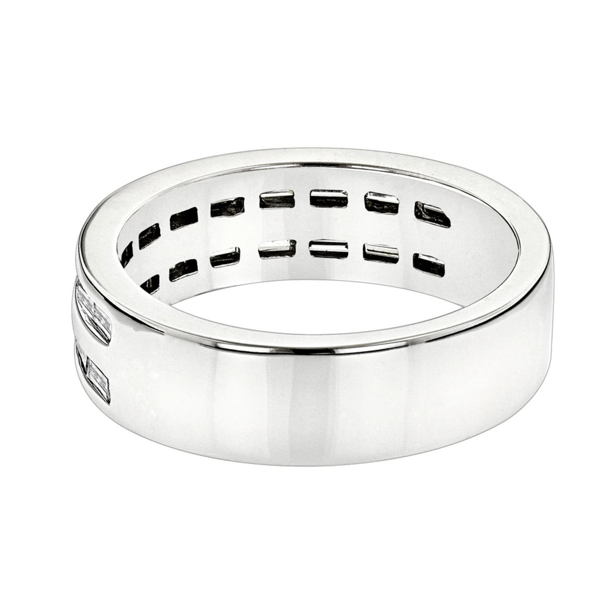 14K White Gold Baguette Diamond Men's Wedding Ring 1.10ct 4 14K White Gold Baguette Diamond Men's Wedding Ring 1.10ct - Image 4