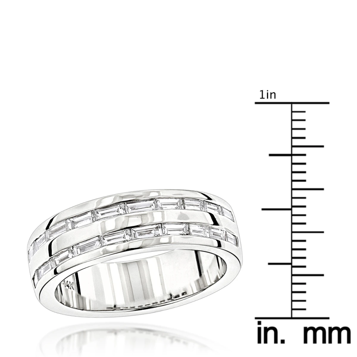 14K White Gold Baguette Diamond Men's Wedding Ring 1.10ct 6 14K White Gold Baguette Diamond Men's Wedding Ring 1.10ct - Image 6