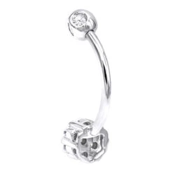 14K White Gold Belly Button Ring With Diamonds 0.5ct -Luxurman 14k gold belly ring with diamonds 035ct p 5863 backwh
