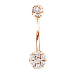 14K White Gold Belly Button Ring With Diamonds 0.5ct -Luxurman 14k gold belly ring with diamonds 035ct p 5863 ro