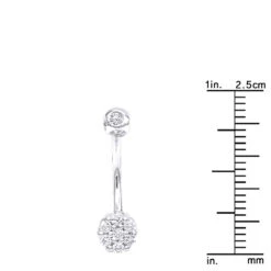 14K White Gold Belly Button Ring With Diamonds 0.5ct -Luxurman 14k gold belly ring with diamonds 035ct p 5863 rulerwh