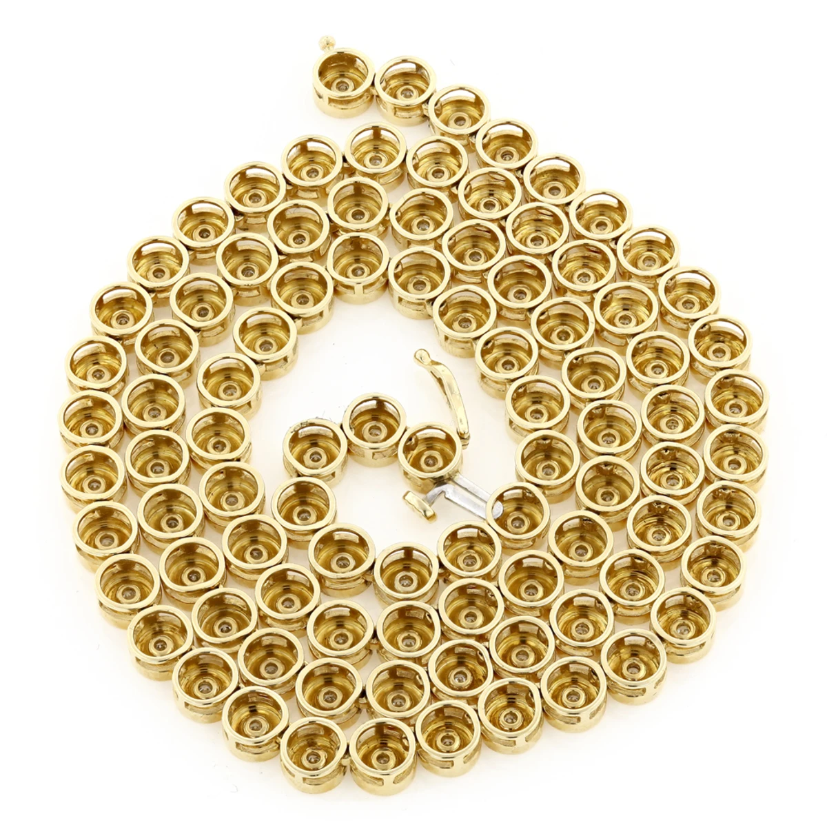 14K Yellow Gold Bezel Set Round Diamond Chain Necklace 4.75ct 2 14K Yellow Gold Bezel Set Round Diamond Chain Necklace 4.75ct - Image 2